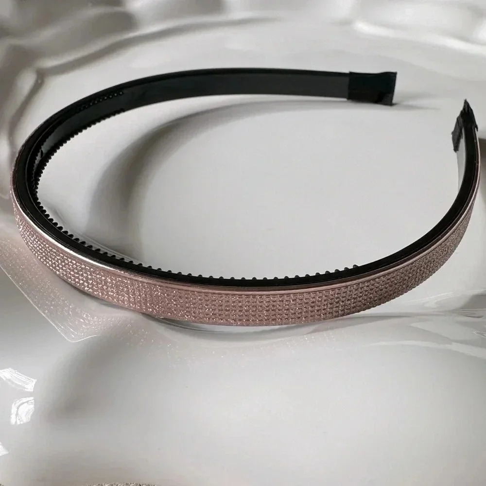 Thin & Flat Rose Gold Sparkling Headband Narrow Rhinestones Glitter & Sparkle